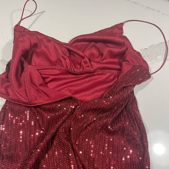 NWT red sequins Vneck dress S - Picture 9 of 10